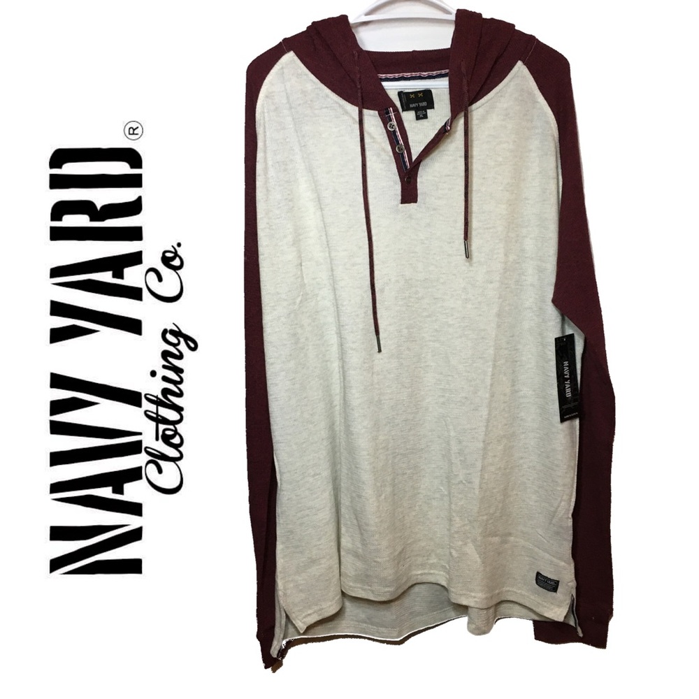 Navy Yard Comfy Long Sleeve Hoodie White & Red Bunny Hug Size XL